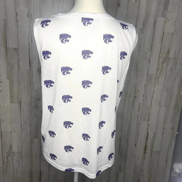 NWT NCAA Kansas State Wildcats Womens Medium White Mesh All Over Print Tank Top - Picture 3 of 4